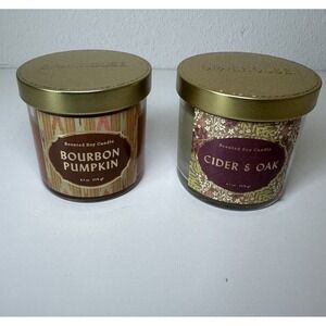 Lot of 2 OpalHouse Soy Candles Bourbon Pumpkin and Cider & Oak 4.1 Ounce New